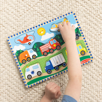 Melissa & Doug Vehicles Wooden Peg Puzzle (8 pcs)