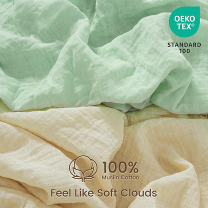 david's kids Muslin Mini Crib Sheets, 2 Pack Cotton Pack N Play Sheets for Boys Girls Neutral, Soft