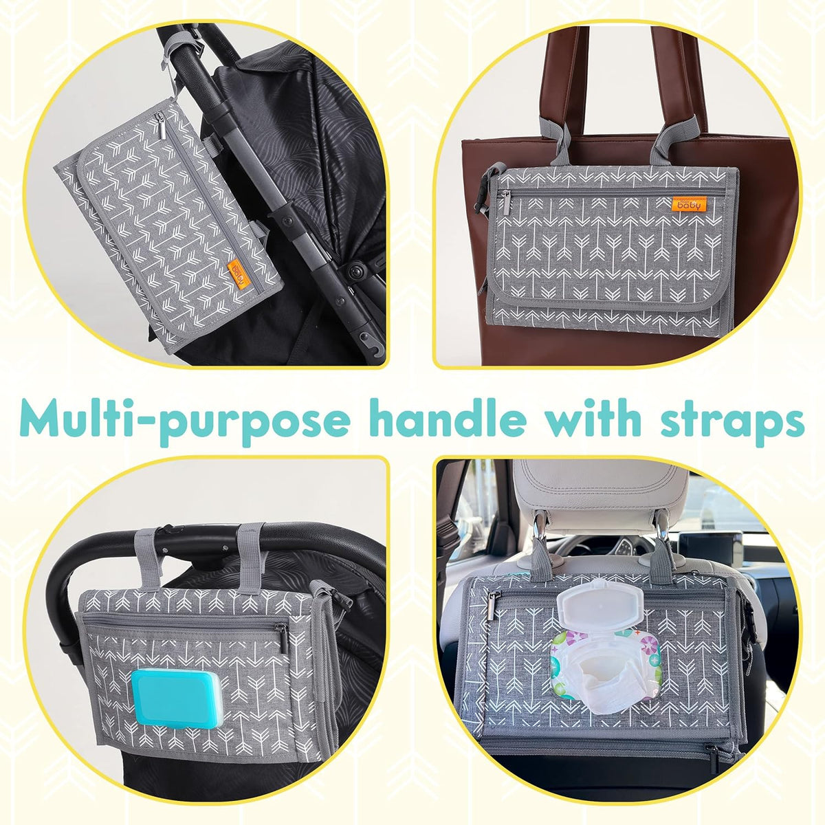 Kopi Baby Portable Diaper Changing Pad - Baby Diaper Changer Travel Bag with Wipes Pocket, Smart