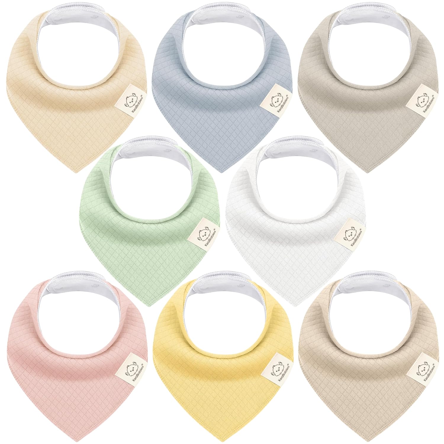 KeaBabies 8-Pack Bandana Bibs for Baby Girls, Boys - Organic Cotton Baby Bibs for Drooling &