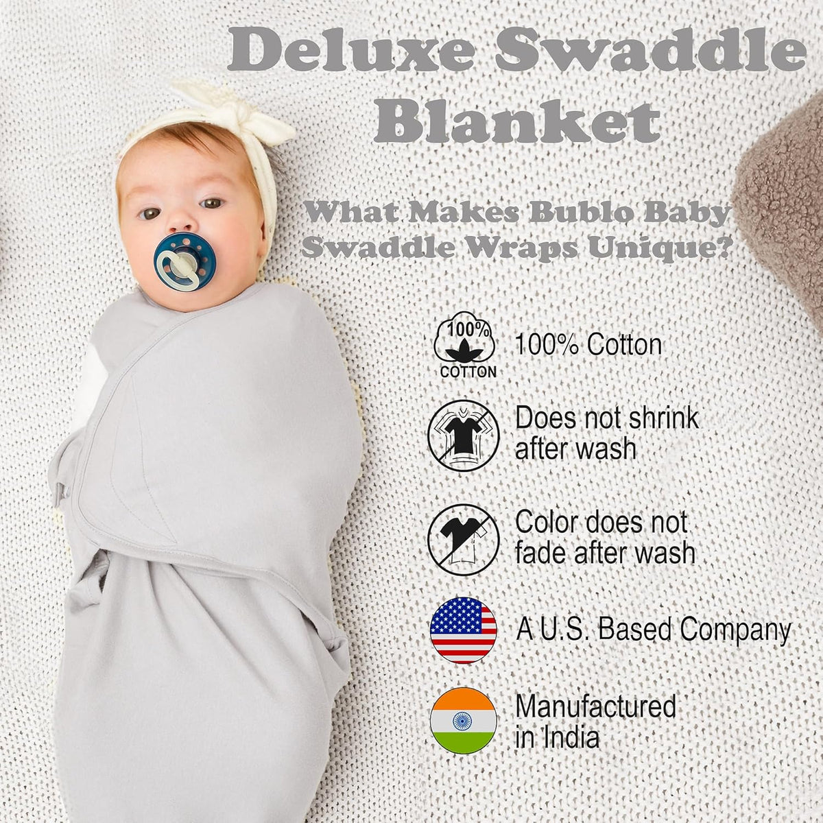 Bublo Baby Swaddles for Newborns - 3 Pack Baby Swaddles for 0-3 Months - Baby Swaddle Sleep Sack