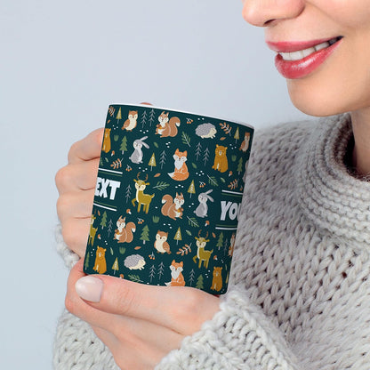 Personalized Mug for Kids - Woodland Animals - Custom Name/Text, Ceramic Hot Chocolate/Coffee Cup