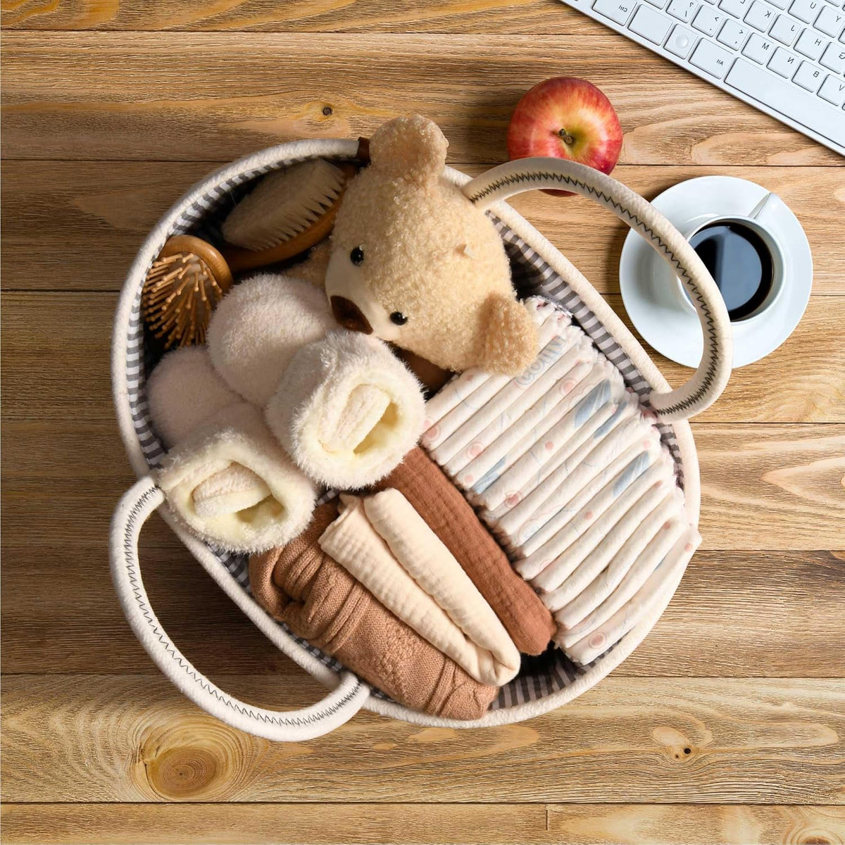 Baby Changing Basket Includes Diaper Caddy - Breathable & Waterproof Dual-Cover, Portable, Changing