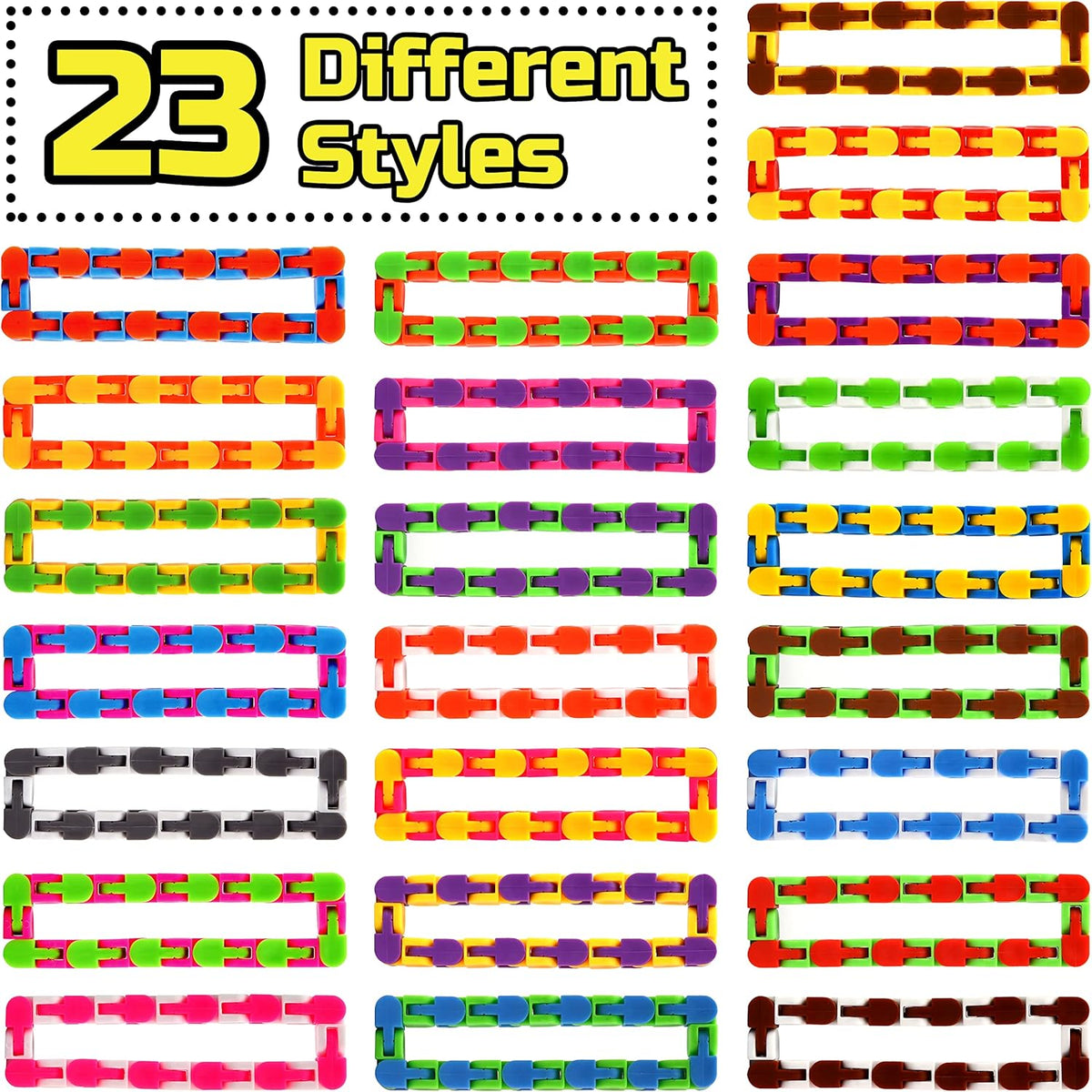46 Pack 24 Links Wacky Tracks Snap and Click Fidget Toys,Fidget Snake Toy for Party Favors,Plastic