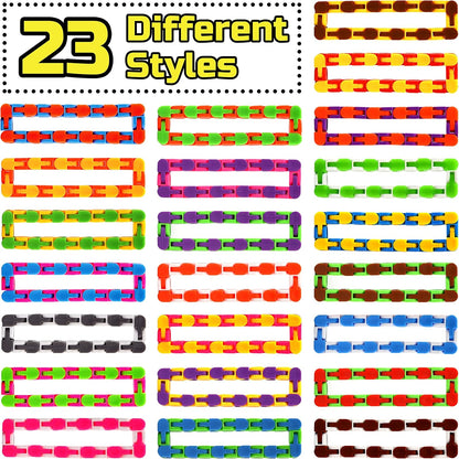46 Pack 24 Links Wacky Tracks Snap and Click Fidget Toys,Fidget Snake Toy for Party Favors,Plastic