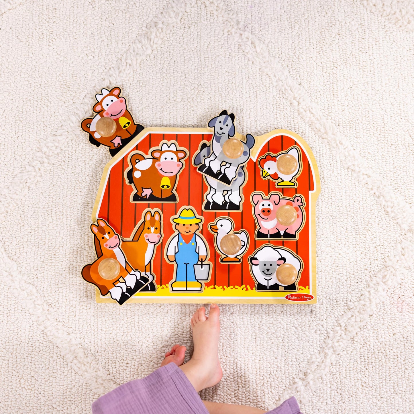 Melissa & Doug Farm Animals Jumbo Knob Wooden Peg Puzzle