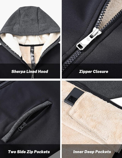 MoFiz Kids Fleece Jackets Sherpa Lined Hoodie Jacket Hooded Zip up Sweatshirt Coats for Boys Girls