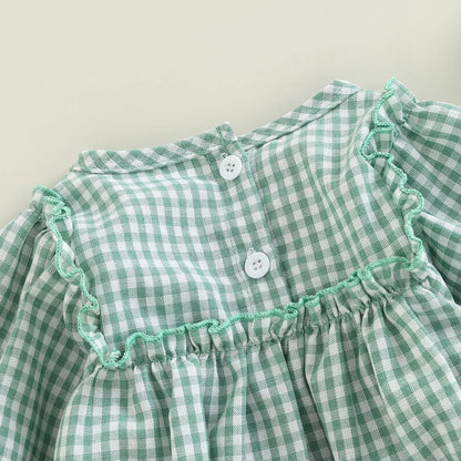 Douhoow Infant Baby Girl Plaid Romper Baby Sweatshirt Romper Ruffle Festival Clothes Fall Winter