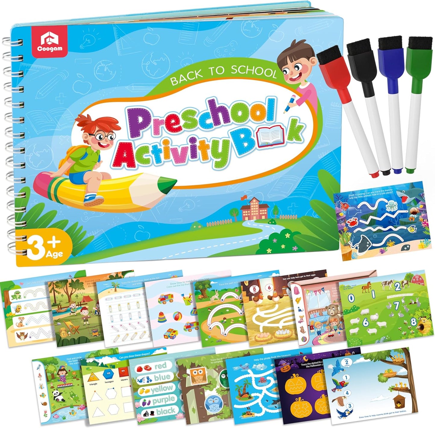 Coogam Pencil Control Tracing Workbook, Learn to Write Alphabet ABC Letters Numbers Handwriting