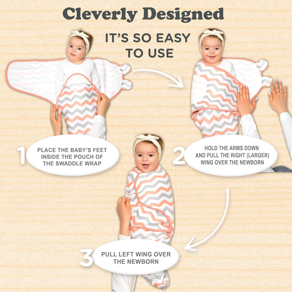Bublo Baby Swaddles for Newborns – 3-Pack Infant Swaddles 0-3 Months – Adjustable Swaddle Sleep