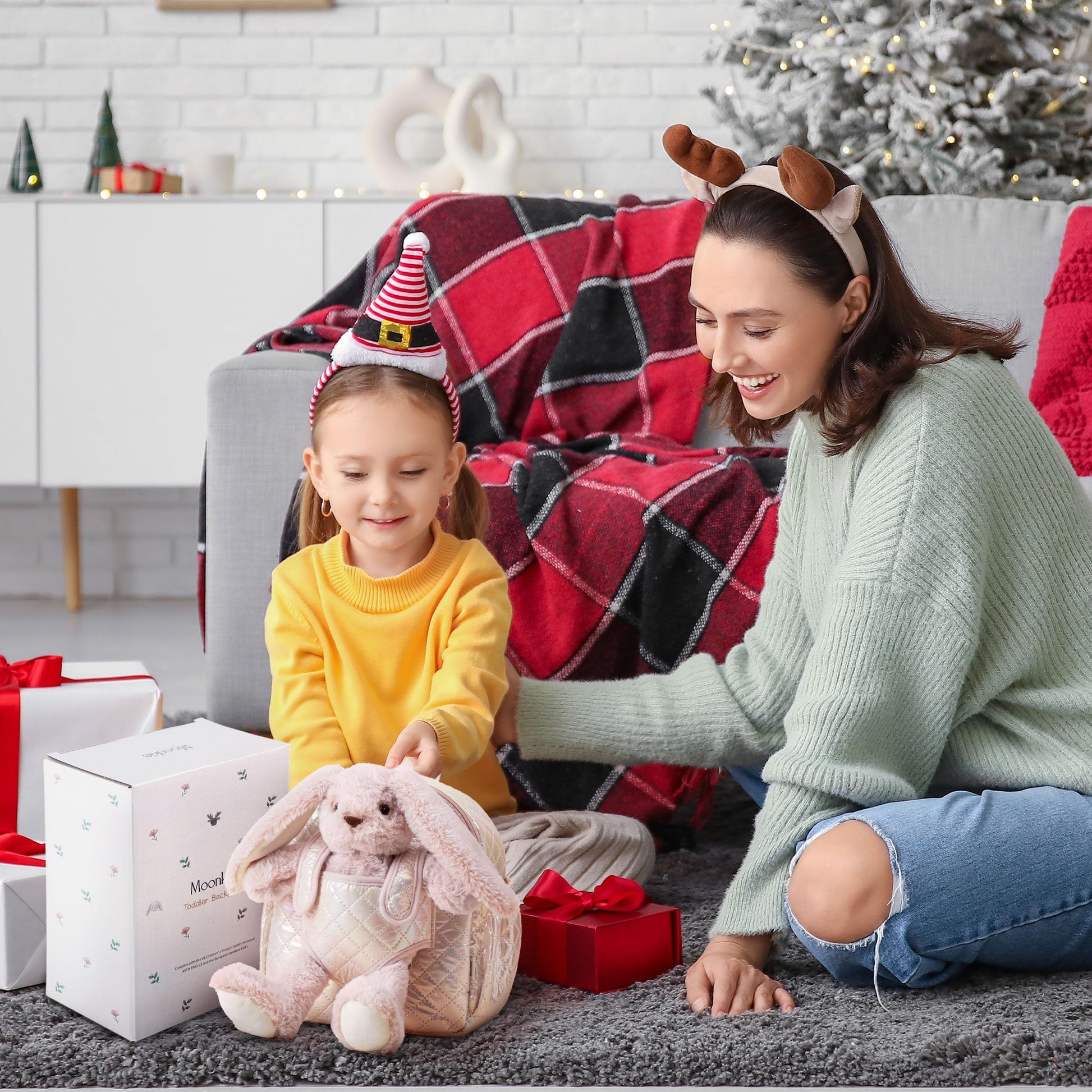 Moonkie Hug & Go™ Bunny Toddler Backpack – Soft Plush Bag with Detachable Toy for Girls Aged 2–4 |