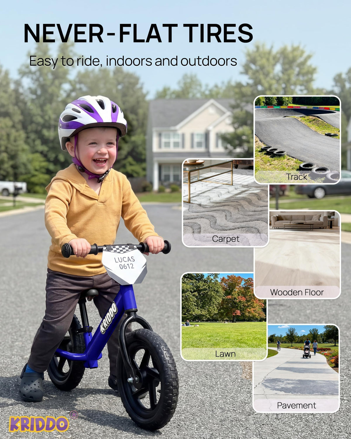 KRIDDO Toddler Balance Bike 2 Year Old, Gift for 2-3 Boys Girls, Adjustable