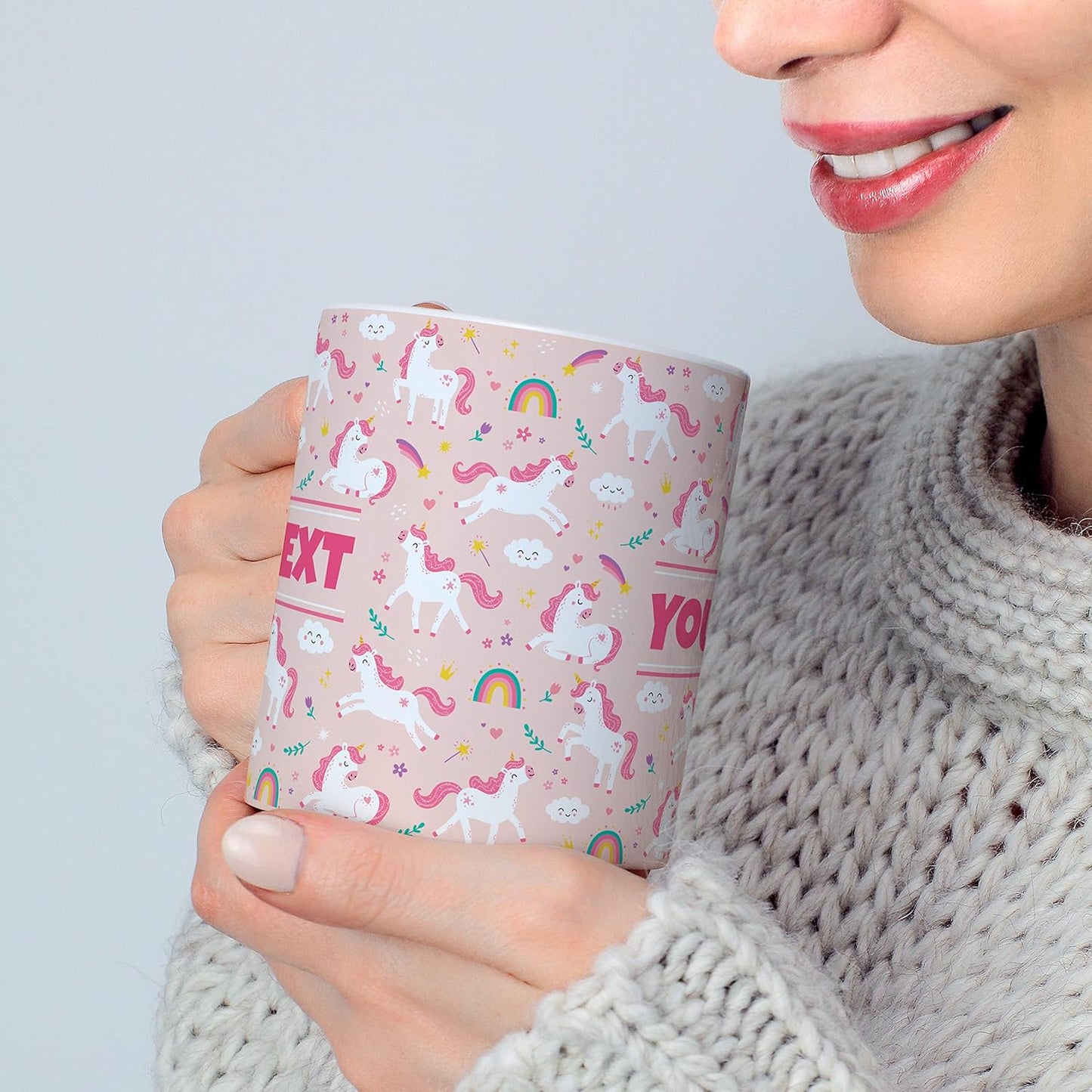 Personalized Mug for Kids - Pink Unicorn - Custom Name/Text, Ceramic Hot Chocolate/Cocoa/Coffee Cup