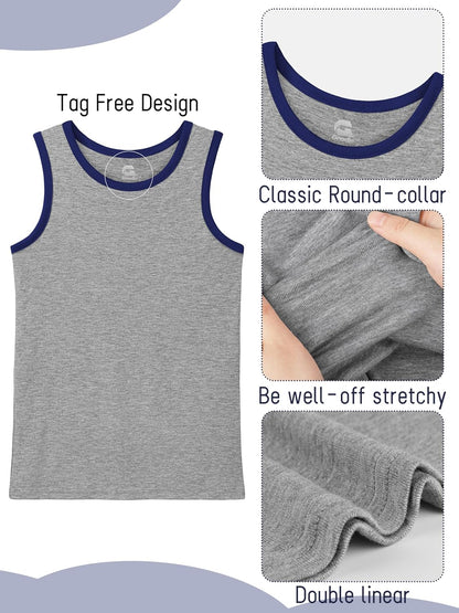 5 Pack Boys Tank Tops Boys Undershirts Kids Cotton Undershirts Tees Sleeveless Tank Tops Shirts for