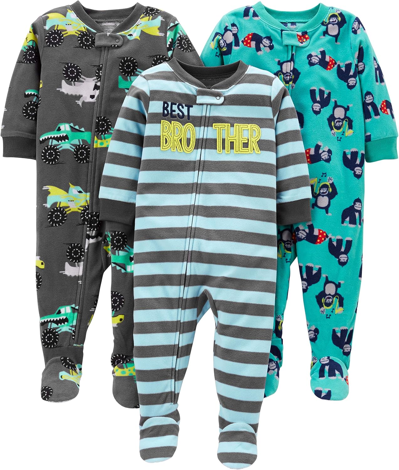 Simple Joys by Carter's Toddlers and Baby Boys' Loose-Fit Flame Resistant Fleece Footed Pajamas