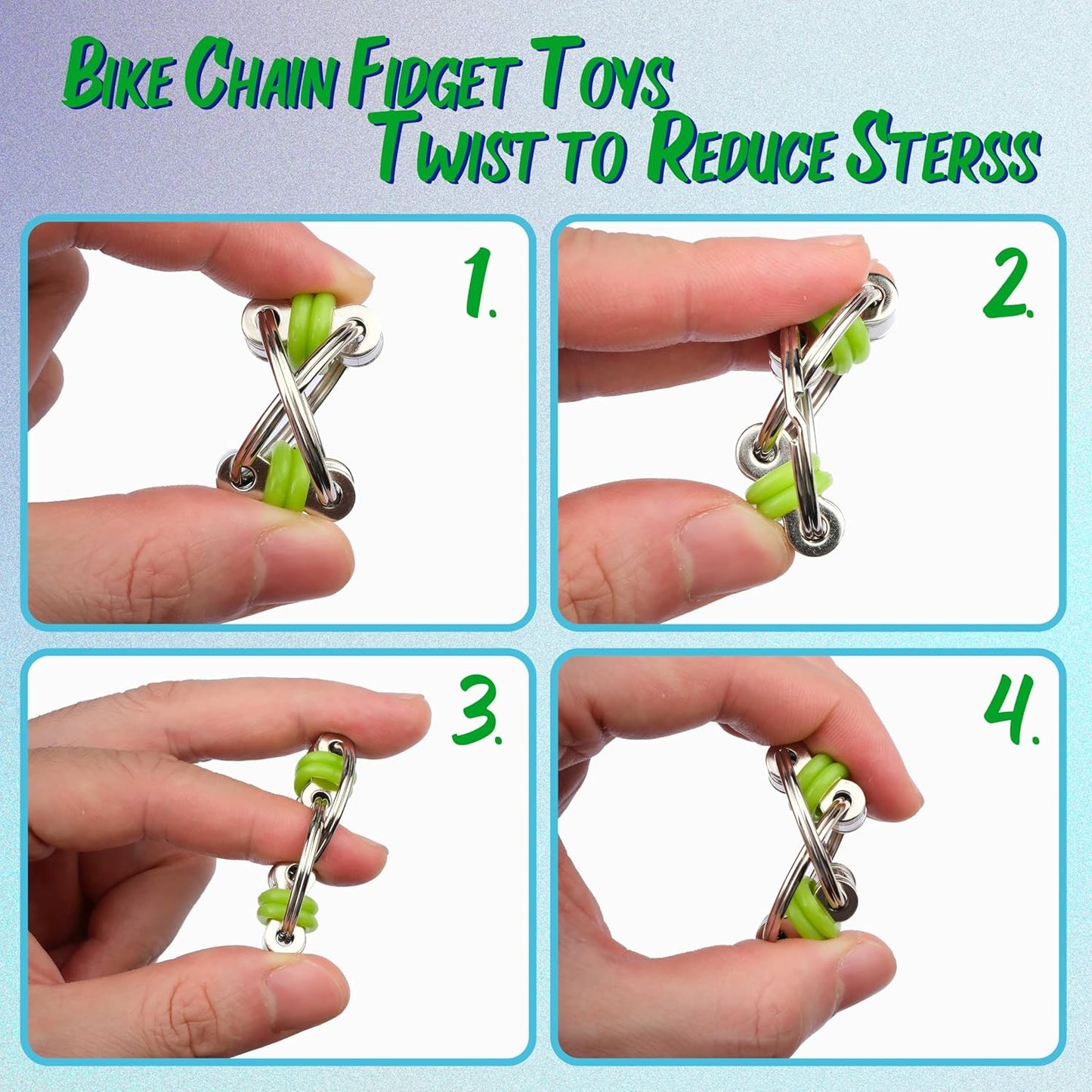 Sensory Fidget Toy 10 Set Roller Bike Chain Fidget Spinner and Marble Fidget Stress Pea Pod Stress