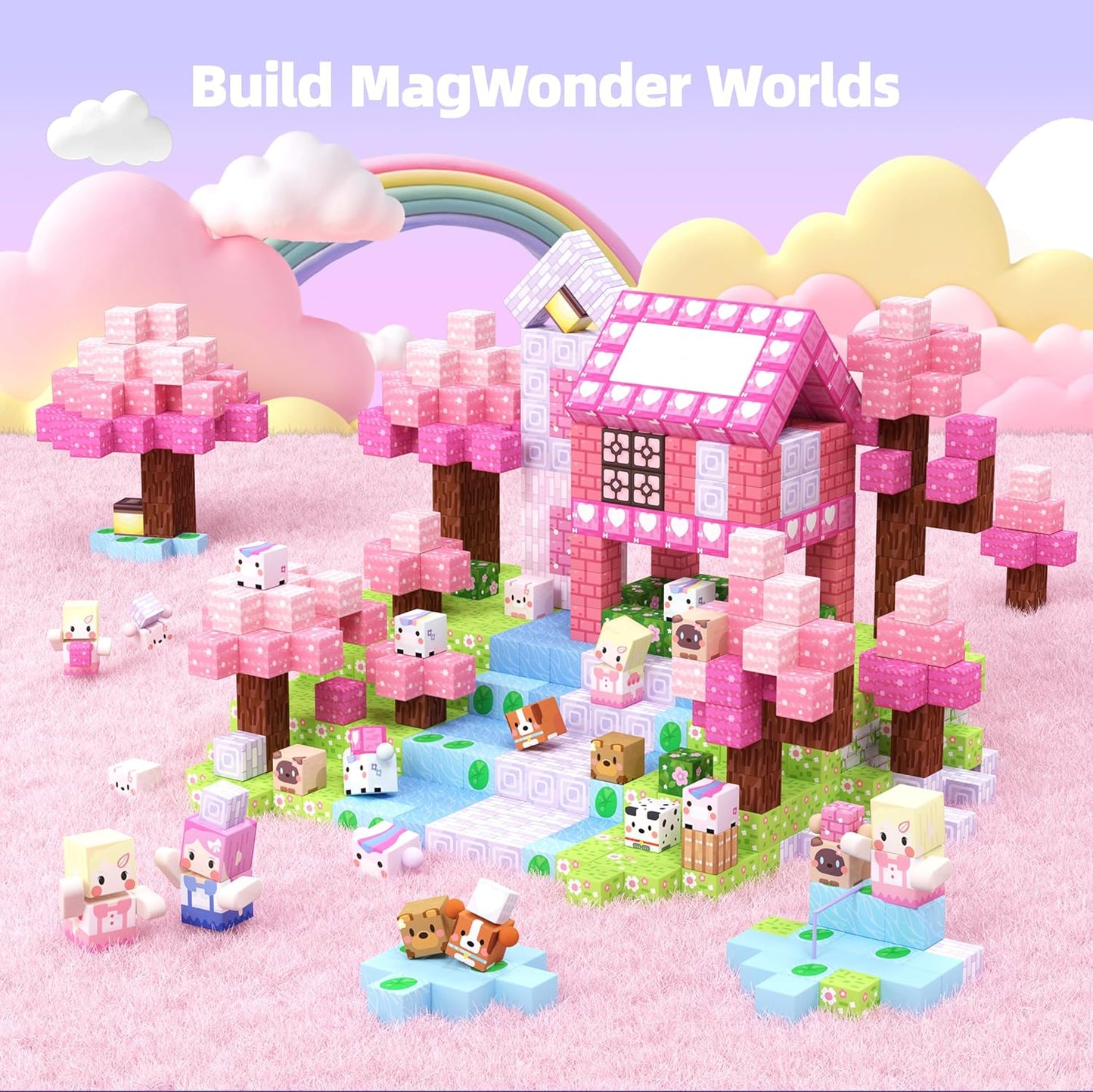GobiDex 100PCS Magnetic Blocks Kid Building Toys for 3+ Years Old Girls, Upgraded STEM Sensory