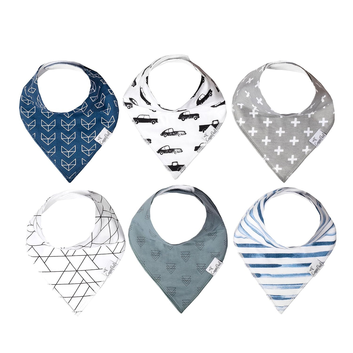 Copper Pearl 6 Pack Soft Cotton Baby Bibs for Drooling and Teething, Absorbent Drool Bibs for Baby