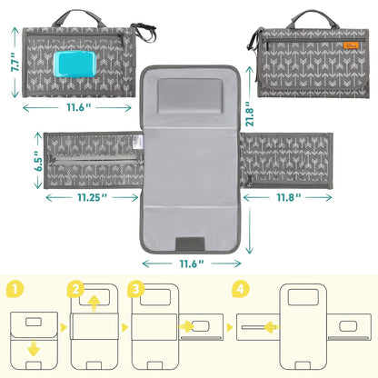 Kopi Baby Portable Diaper Changing Pad - Baby Diaper Changer Travel Bag with Wipes Pocket, Smart
