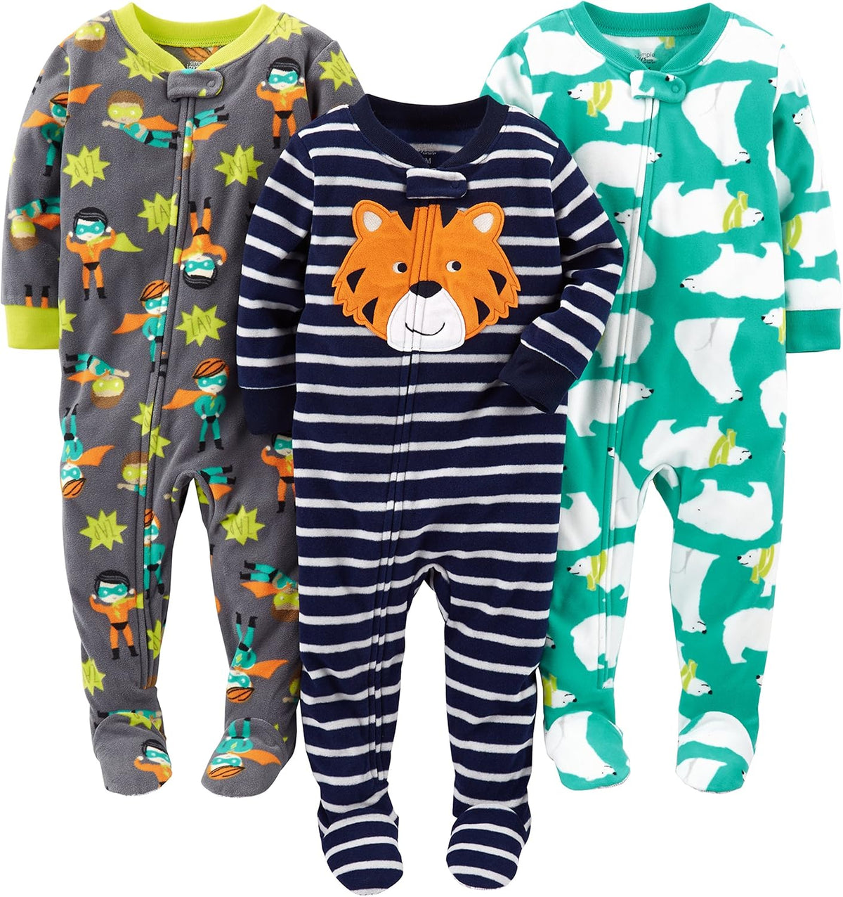 Simple Joys by Carter's Toddlers and Baby Boys' Loose-Fit Flame Resistant Fleece Footed Pajamas