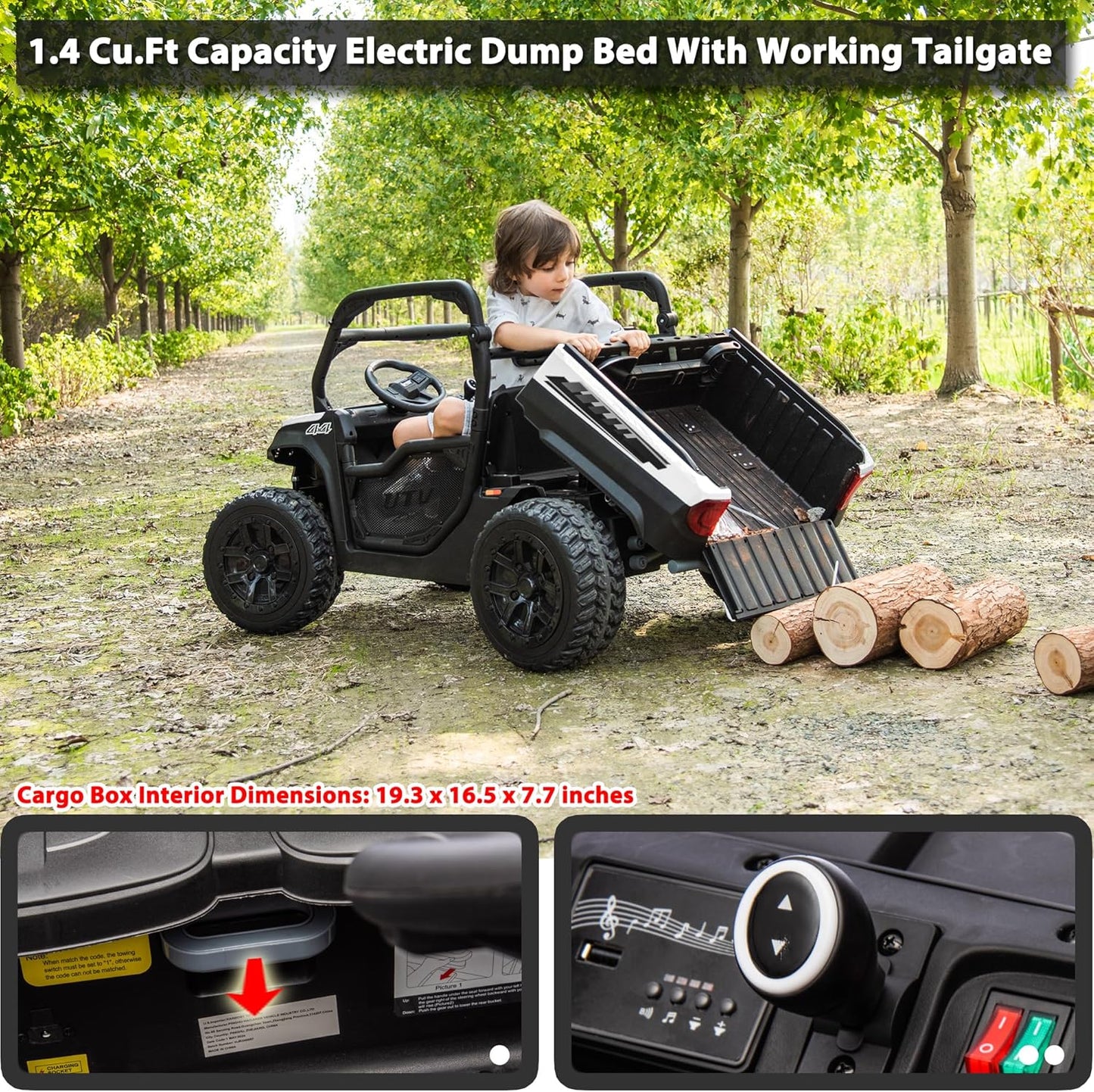 sopbost 24V 10Ah 2 Seater Ride On Car with Remote Control Battery Powered Ride On Toy Electric Kids