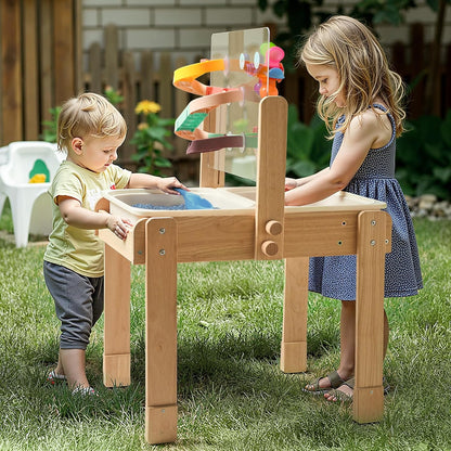 bopoobo Sand and Water Table for Toddlers, 4 in 1 Kids Wooden Sensory Activity Table with 2 Storage