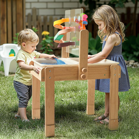 bopoobo Sand and Water Table for Toddlers, 4 in 1 Kids Wooden Sensory Activity Table with 2 Storage