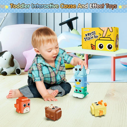 Stacking Toys Set for Toddlers 18+ Months, 6 in 1 Infant Sensory Toys with Changing Expressions
