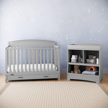 Graco Benton 5-in-1 Convertible Crib with Drawer (Pebble Gray) -Converts from Baby Crib to Toddler