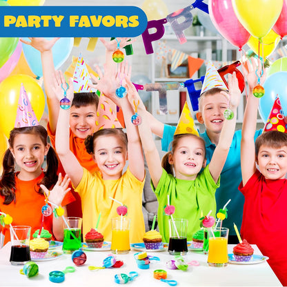 JOYIN Round Pop Fidget Keychain Mini Fidget Toys Bulk 90 Pack Party Favors for Kids 4-8,8-12 Years