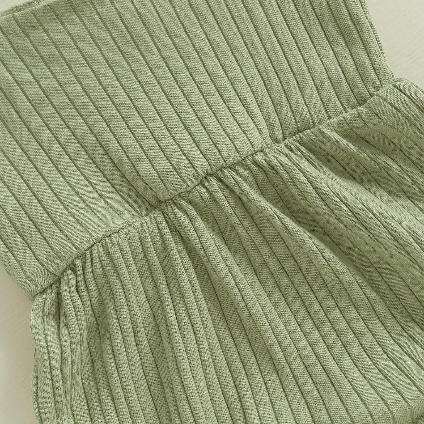 Newborn Infant Baby Girl Romper Ribbed Knit Sleeveless Spaghetti Strap One Piece Jumpsuit Bodysuit