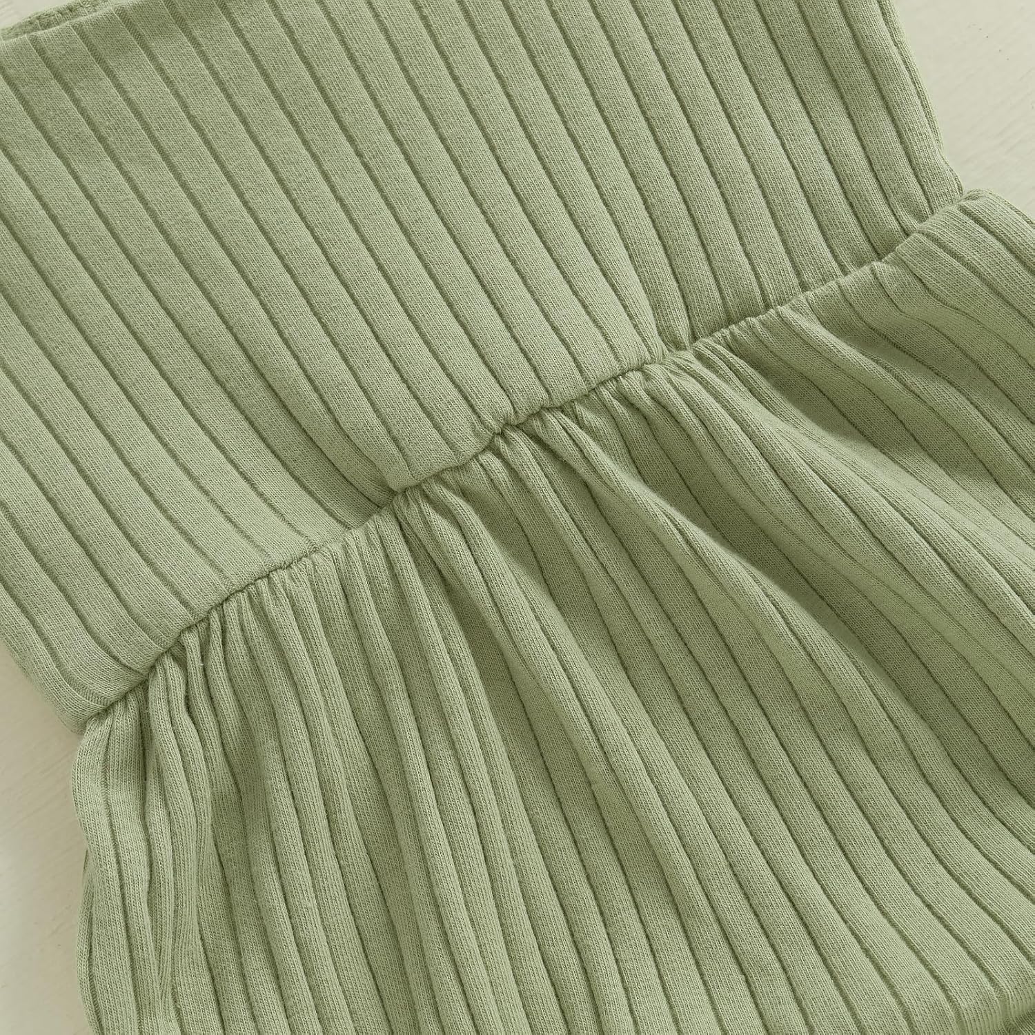 Newborn Infant Baby Girl Romper Ribbed Knit Sleeveless Spaghetti Strap One Piece Jumpsuit Bodysuit