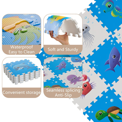 PLAY 10 Puzzle Play Mat, Foam Floor Tiles, Children’s Foam Puzzle Mat Baby Floor Play Mat 34×34