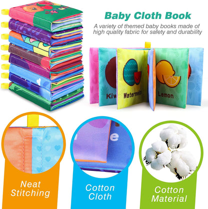Baby Bath Books, Nontoxic Fabric Soft Baby Cloth Books, Early Education Toys, Waterproof Baby Books