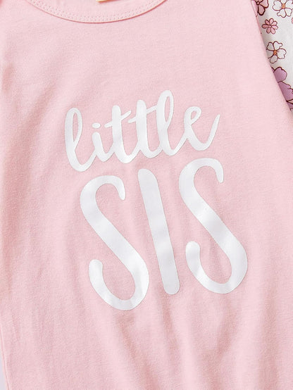 AMAWMW Newborn Baby Girl Little Sister Sleeper Gown Stripe Long Sleeve Nightgown Pajamas Gifts