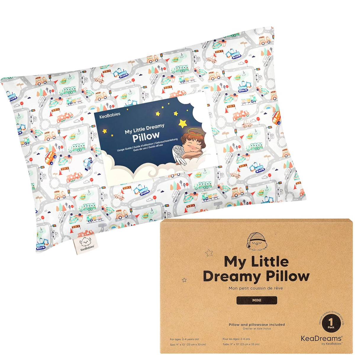 Mini Toddler Pillow with Pillowcase - 9x13 My Little Dreamy Travel Kids Pillow for Sleeping