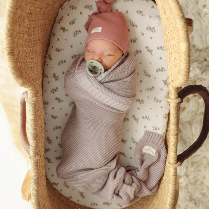 Signature Knit Organic Swaddle Blanket for Girls - 100% Soft Luxury Cotton Knit Receving Swaddler
