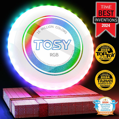 TOSY Flying Disc - 16 Million Colors RGB or 36 LEDs, Extremely Bright, Smart Modes, Camping