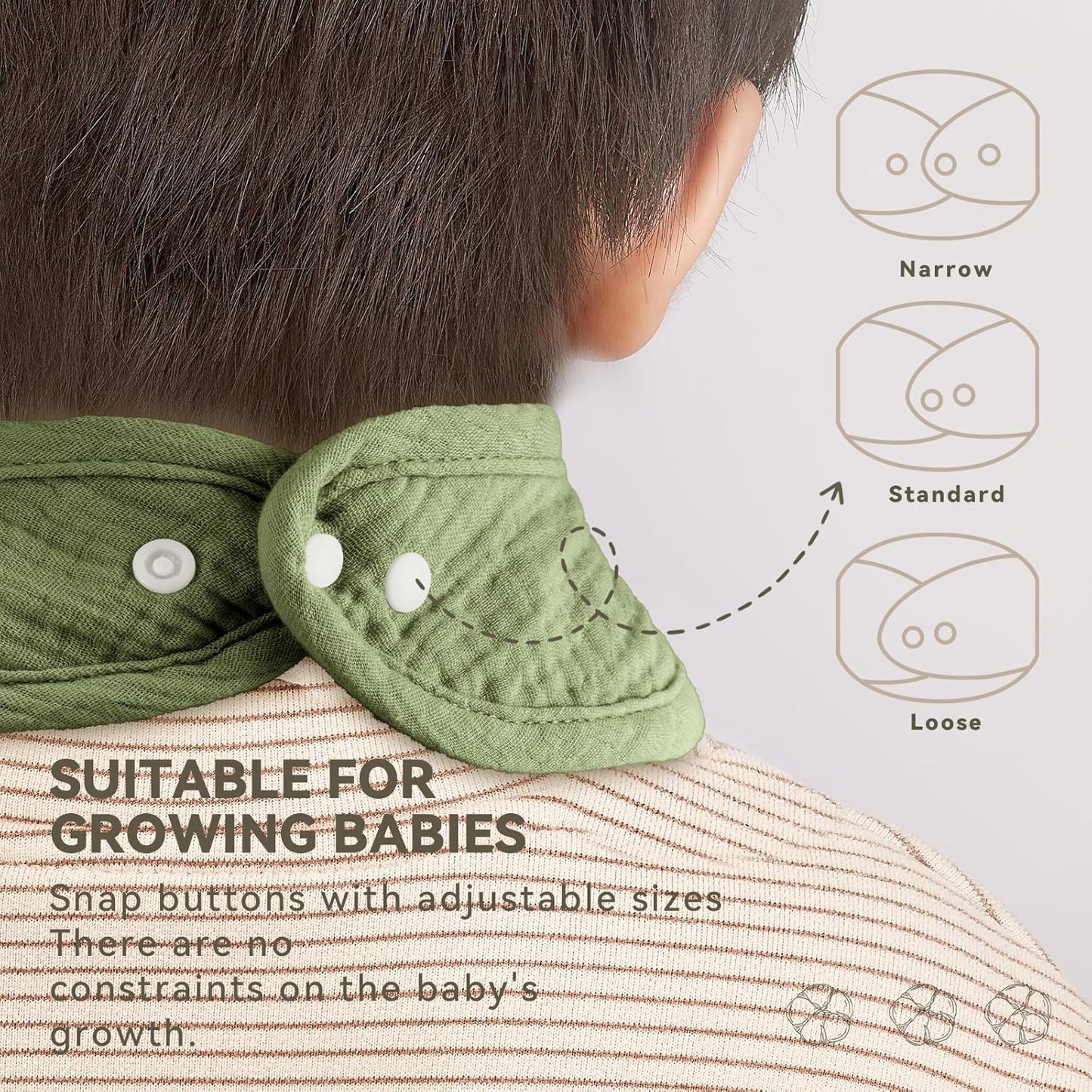 Muslin Baby Bibs for Unisex Boys Girls, Cotton Drool Bibs, Adjustable Newborn Bibs for Drooling and