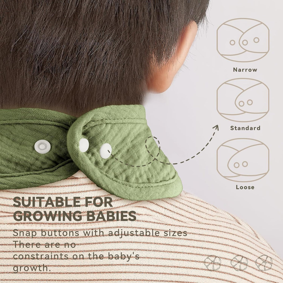 Muslin Baby Bibs for Unisex Boys Girls, Cotton Drool Bibs, Adjustable Newborn Bibs for Drooling and