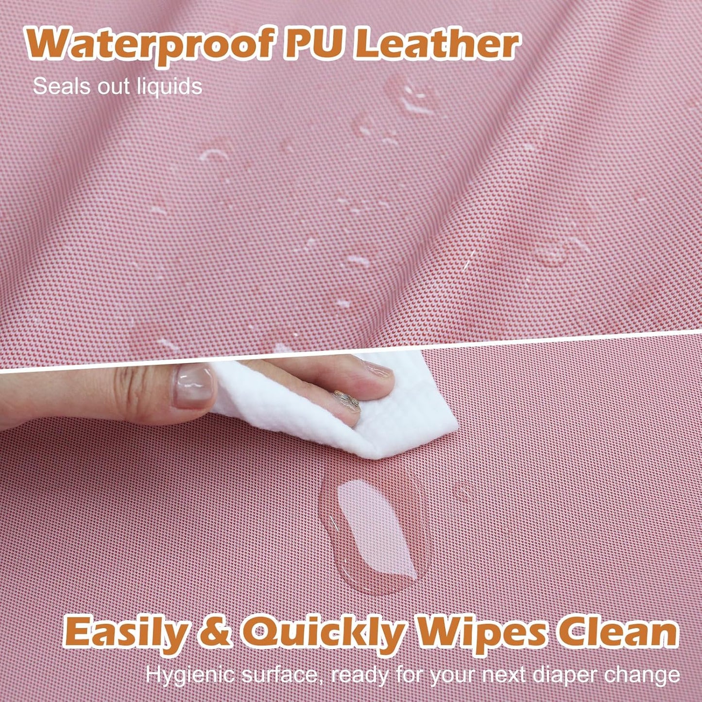 Vegan Leather Baby Changing Pad, Waterproof & Wipeable Soft Diaper Changing Mat 32“ x 16.6"