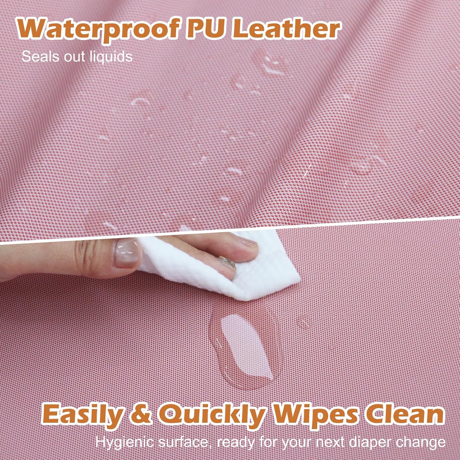 Vegan Leather Baby Changing Pad, Waterproof & Wipeable Soft Diaper Changing Mat 32“ x 16.6"