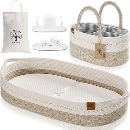 Baby Changing Basket Includes Diaper Caddy - Breathable & Waterproof Dual-Cover, Portable, Changing