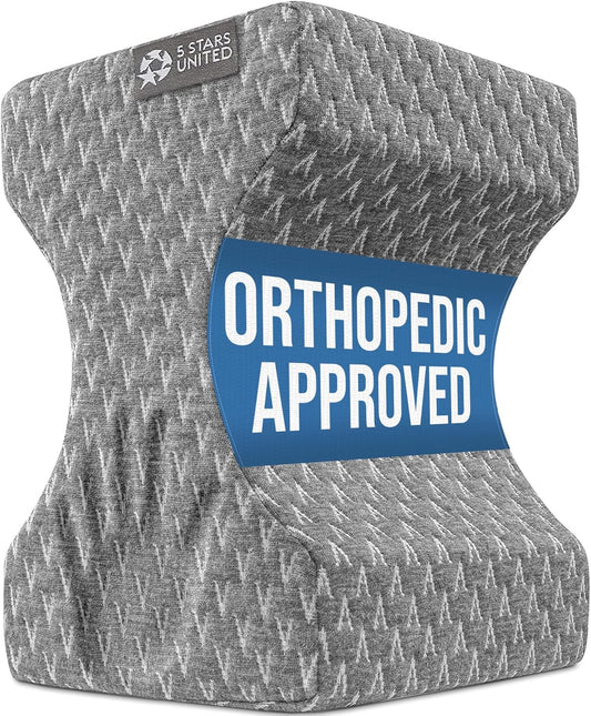 5 STARS UNITED Knee Pillow for Side Sleepers - Hip Pain Relief, Memory Foam Leg Cushion for Side