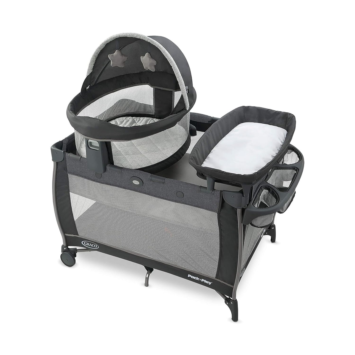 Graco Pack n Play Dome LX Playard with Baby Bassinet, Lightweight Portable Crib, Push-Button Fold