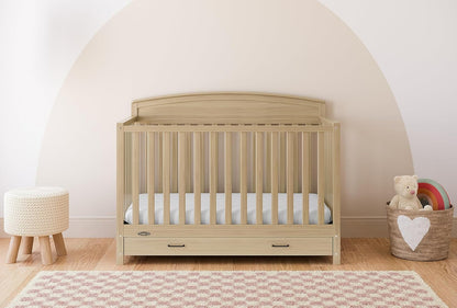 Graco Benton 5-In-1 Convertible Crib With Drawer (Driftwood) - Converts From Baby Crib To Toddler
