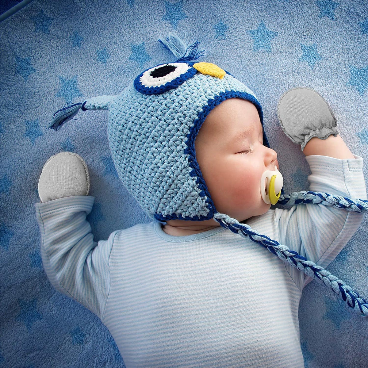 Syhood 6 Pairs Newborn Baby Mittens Cotton No Scratch Infant Gloves Mitten for Baby 0-6 Months Boys