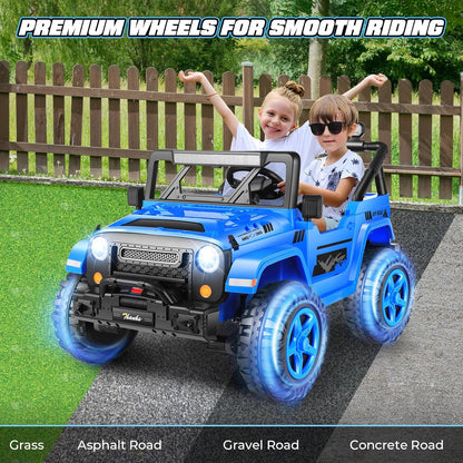 Hikole 24V Kids Ride on Car - 2 Seater, 4WD/2WD Switch, 4x200W Motor, Remote Control, 3 Speeds, LED