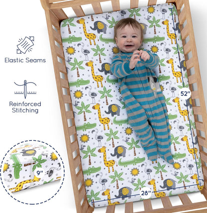 Fitted Nautical Crib Sheets (3 Pack) by GROW WILD - Jersey Knit Cotton Crib Sheet for Boys, Toddler