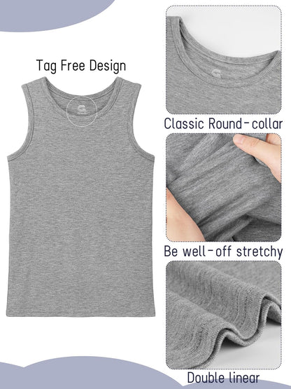 5 Pack Boys Tank Tops Boys Undershirts Kids Cotton Undershirts Tees Sleeveless Tank Tops Shirts for